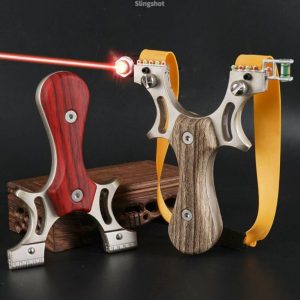 5th gen hunter slingshot for adults high precision sniper design with imitation wood grip & flat leather band